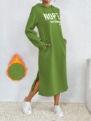 Vestido Sudadera con Capucha y Estampado de Letras