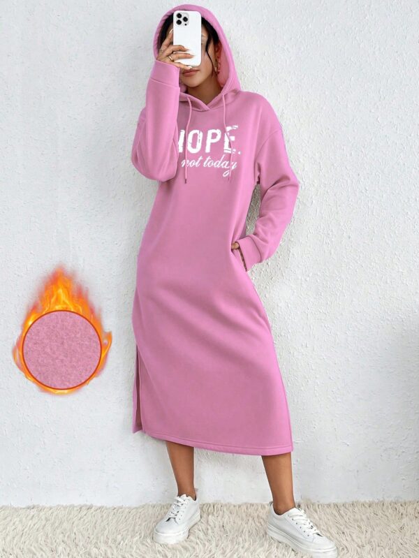 Vestido Sudadera con Capucha y Estampado de Letras - Image 75