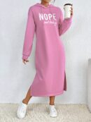 Vestido Sudadera con Capucha y Estampado de Letras