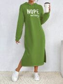 Vestido Sudadera con Capucha y Estampado de Letras