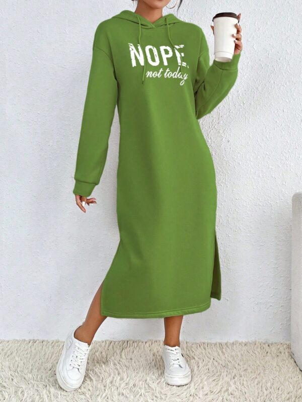 Vestido Sudadera con Capucha y Estampado de Letras - Image 32