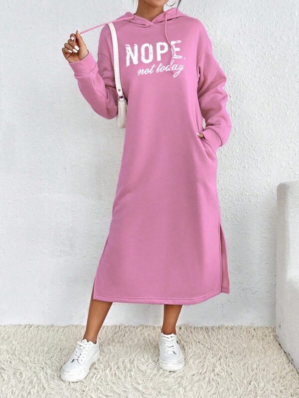 Vestido Sudadera con Capucha y Estampado de Letras - Image 77