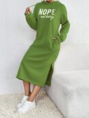 Vestido Sudadera con Capucha y Estampado de Letras