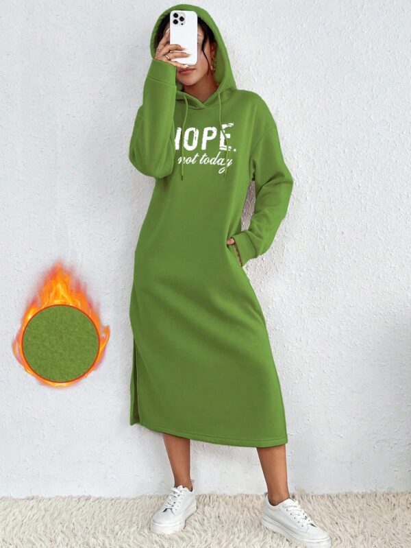 Vestido Sudadera con Capucha y Estampado de Letras - Image 35
