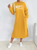 Vestido Sudadera con Capucha y Estampado de Letras