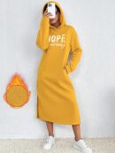 Vestido Sudadera con Capucha y Estampado de Letras