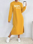 Vestido Sudadera con Capucha y Estampado de Letras