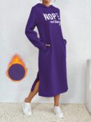 Vestido Sudadera con Capucha y Estampado de Letras