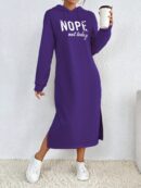 Vestido Sudadera con Capucha y Estampado de Letras