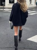 Chaqueta de Lana con Cuello Alto y Hombros Descubiertos