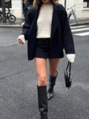 Chaqueta de Lana con Cuello Alto y Hombros Descubiertos