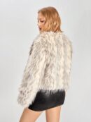 Chaqueta Fluffy Manga Larga Casual Color Sólido