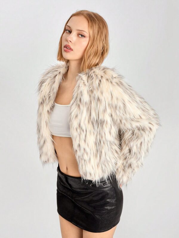 Chaqueta Fluffy Manga Larga Casual Color Sólido - Image 30
