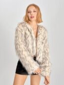 Chaqueta Fluffy Manga Larga Casual Color Sólido