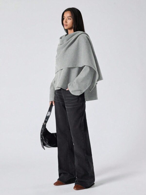 Poncho Abrigo Capa Liso Minimalista para Otoño/Invierno - Image 26