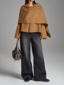 Poncho Abrigo Capa Liso Minimalista para Otoño/Invierno