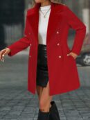 Chaqueta Elegante con Panel Peludo y Botón Doble