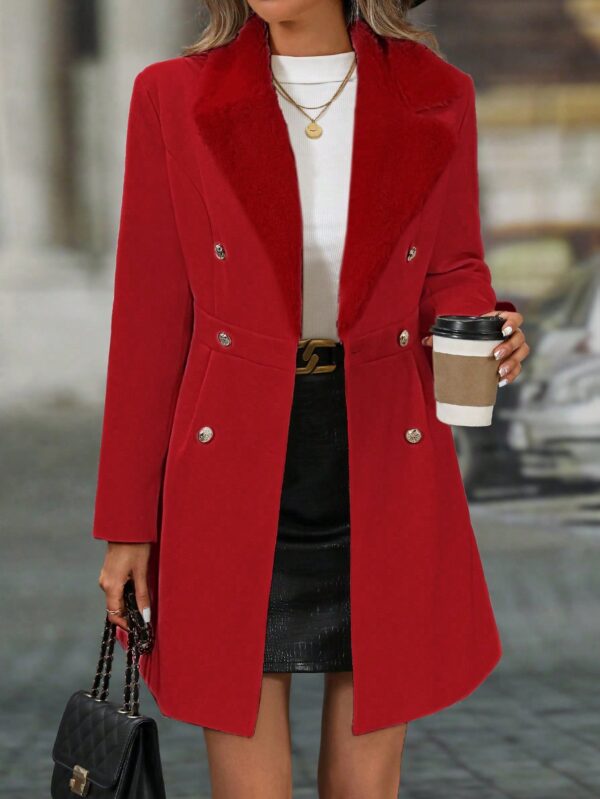 Chaqueta Elegante con Panel Peludo y Botón Doble - Image 65