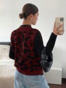 Chaleco de Punto con Estampado de Leopardo y Botones
