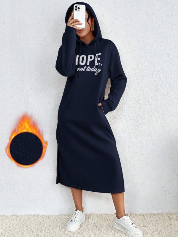 Vestido Sudadera con Capucha y Estampado de Letras - Image 80