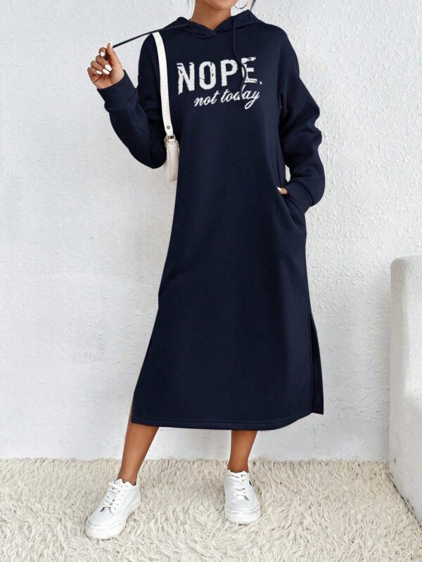 Vestido Sudadera con Capucha y Estampado de Letras - Image 82