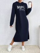 Vestido Sudadera con Capucha y Estampado de Letras