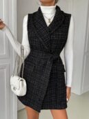Abrigo Tweed con Solapas y Cinturón