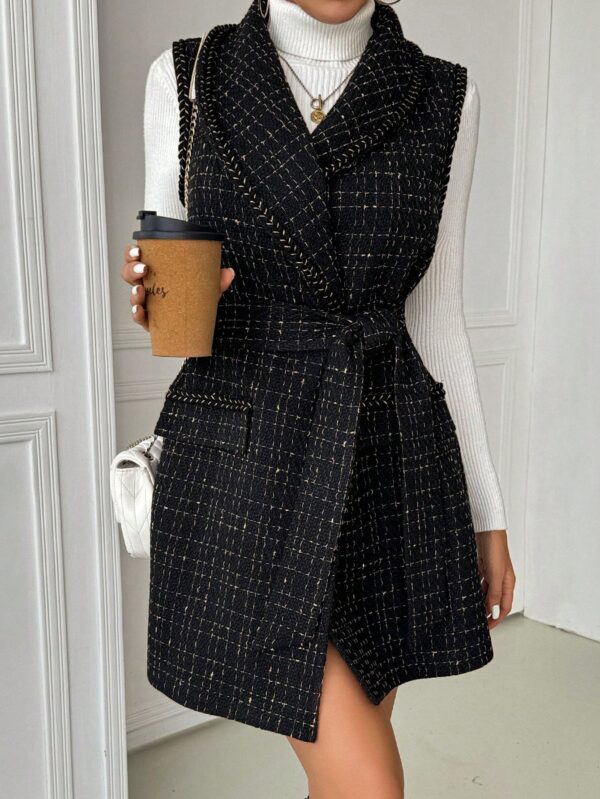 Abrigo Tweed con Solapas y Cinturón - Image 10