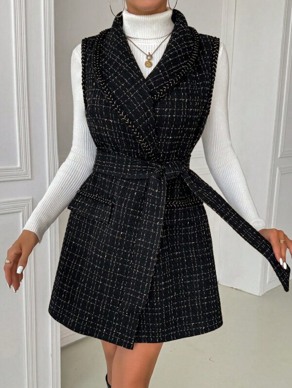 Abrigo Tweed con Solapas y Cinturón - Image 11