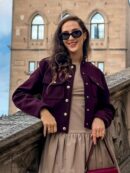 Chaqueta Otoñal para Mujer Color Vino con Botones y Bolsillos