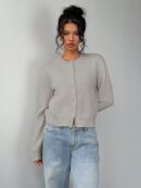 Cardigan Casual Cuello Redondo Manga Larga en Color Sólido