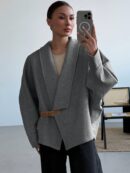 Chaqueta Casual de Manga Raglan y Cuello Chal