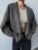 Chaqueta Casual de Manga Raglan y Cuello Chal