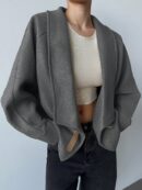 Chaqueta Casual de Manga Raglan y Cuello Chal