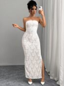 Vestido Strapless Tie Dye con Abertura Lateral y Ruched