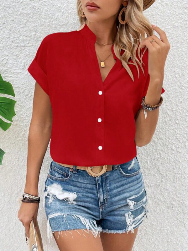 Blusa Batwing Manga Corta en Color Sólido - Image 25