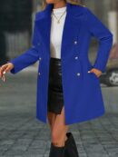 Chaqueta Elegante con Panel Peludo y Botón Doble