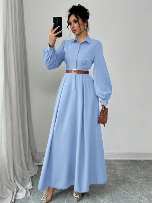 Vestido Elegante de Manga Farol en Colores Sólidos - Image 24