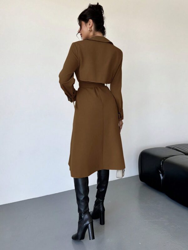Trench Coat Elegante Ajustado a la Cintura de Manga Larga - Image 24