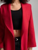 Chaqueta Larga de Color Sólido con Cinturón y Bolsillos