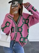 Sweater Tejido de Otoño/Invierno con Cuello en V y Botones