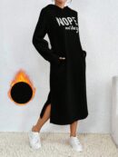 Vestido Sudadera con Capucha y Estampado de Letras