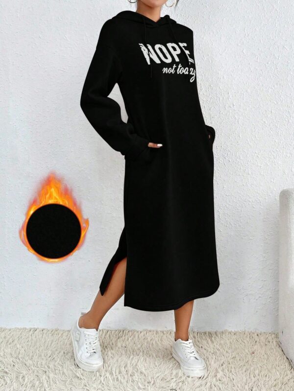 Vestido Sudadera con Capucha y Estampado de Letras
