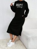 Vestido Sudadera con Capucha y Estampado de Letras