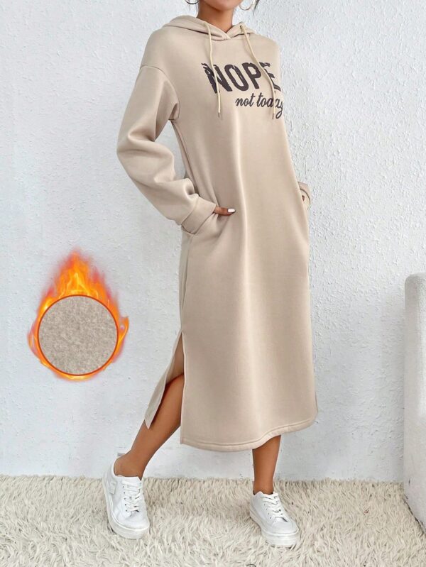 Vestido Sudadera con Capucha y Estampado de Letras - Image 9