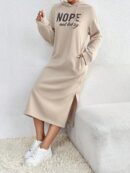 Vestido Sudadera con Capucha y Estampado de Letras