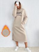 Vestido Sudadera con Capucha y Estampado de Letras