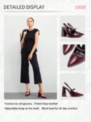 Zapatos de Tacón Grueso en Rojo Vino con Correa en el Tobillo