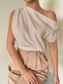 Blusa Satinada sin Mangas para Mujer, Estilo Minimalista