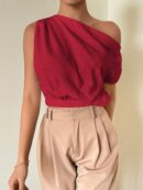 Blusa Satinada sin Mangas para Mujer, Estilo Minimalista